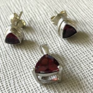 GARNET Red Earrings and Pendant